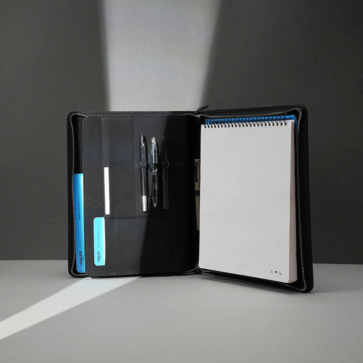 Endless A4 Leather Folio - Black