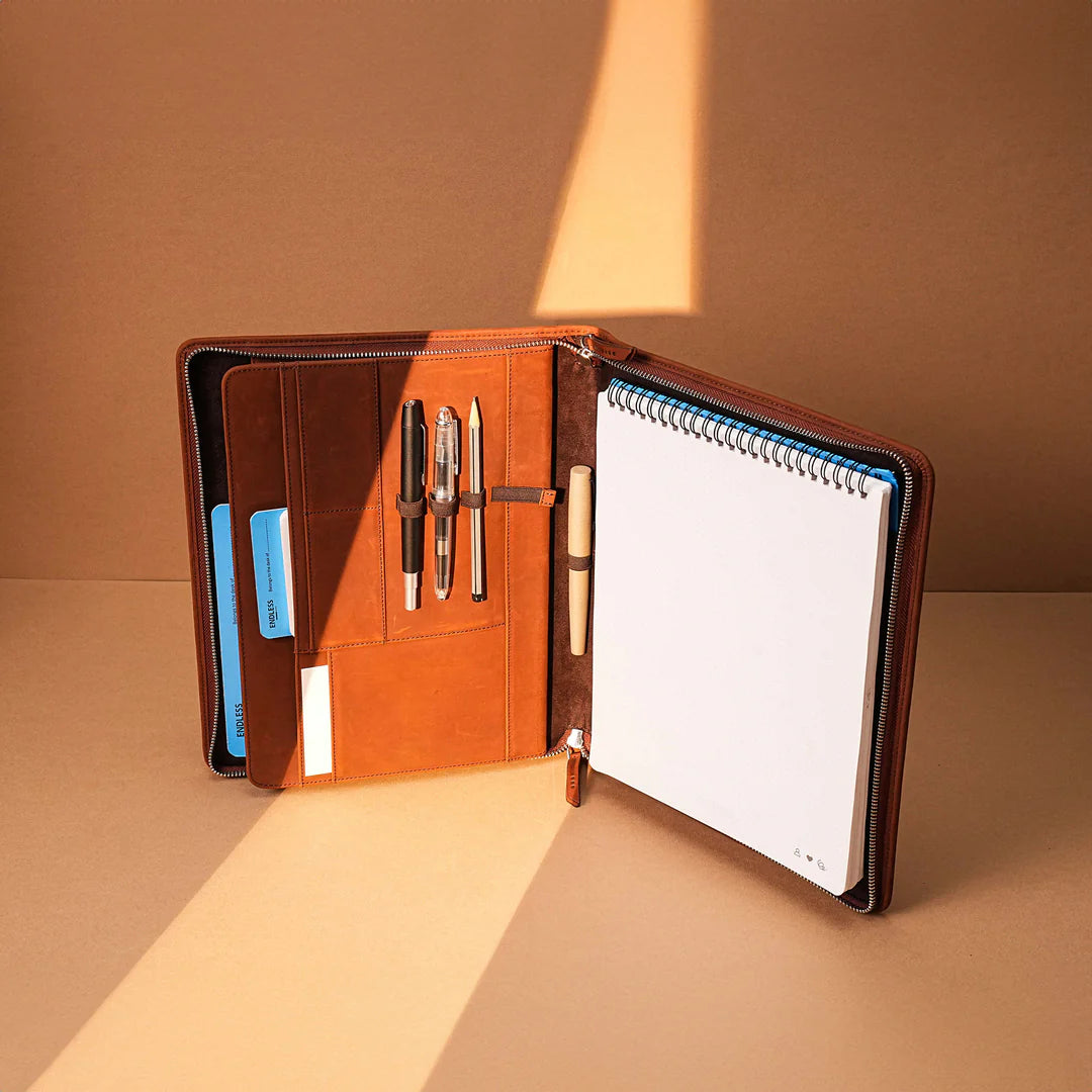 Endless A4 Leather Folio - Brown