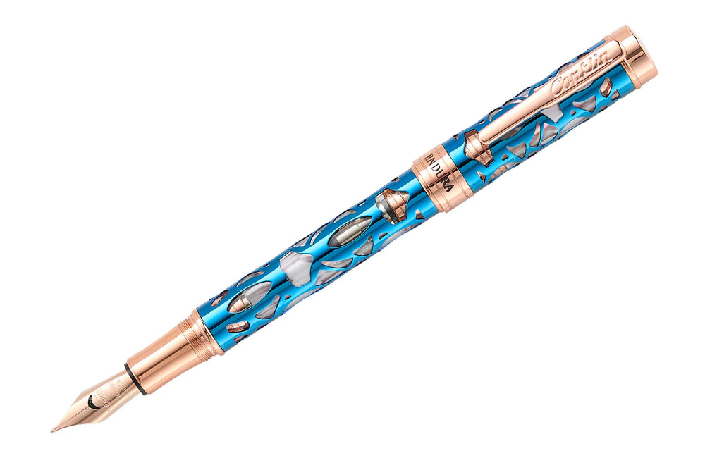 Conklin Endura Deco Crest Fountain Pen DEMO  - Blue/Rosegold