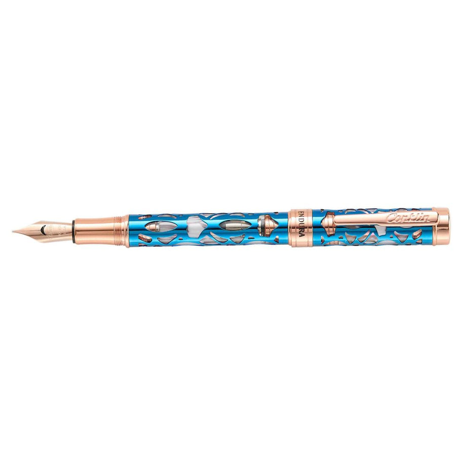 Conklin Endura Deco Crest Fountain Pen DEMO  - Blue/Rosegold