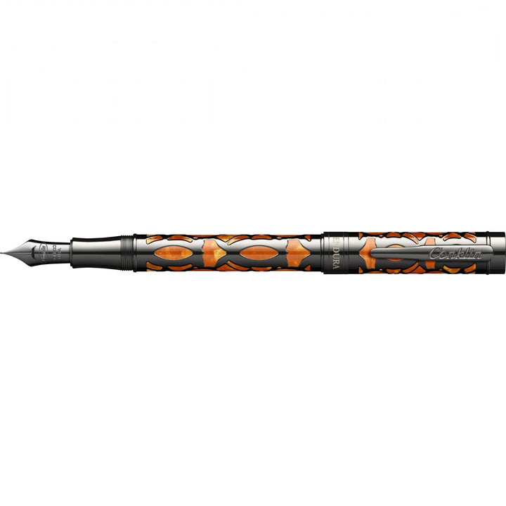 Conklin Endura Deco Crest Fountain Pen - Orange/Gunmetal