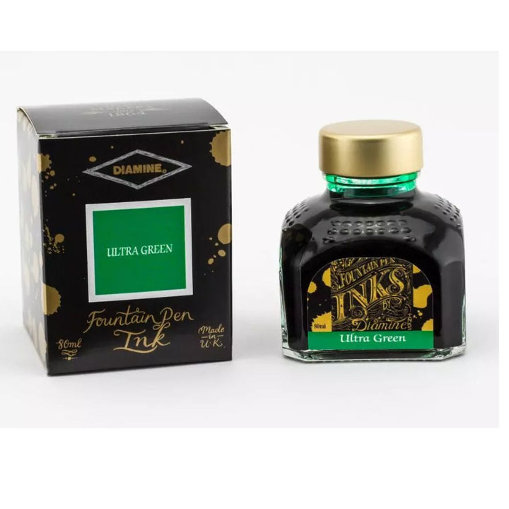 Diamine Fountain Pen Ink Bottle 80ml - Ultra Green