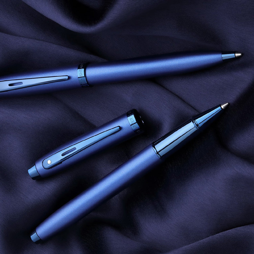 Sheaffer 100 Ballpoint Pen - Satin Blue Lacquer