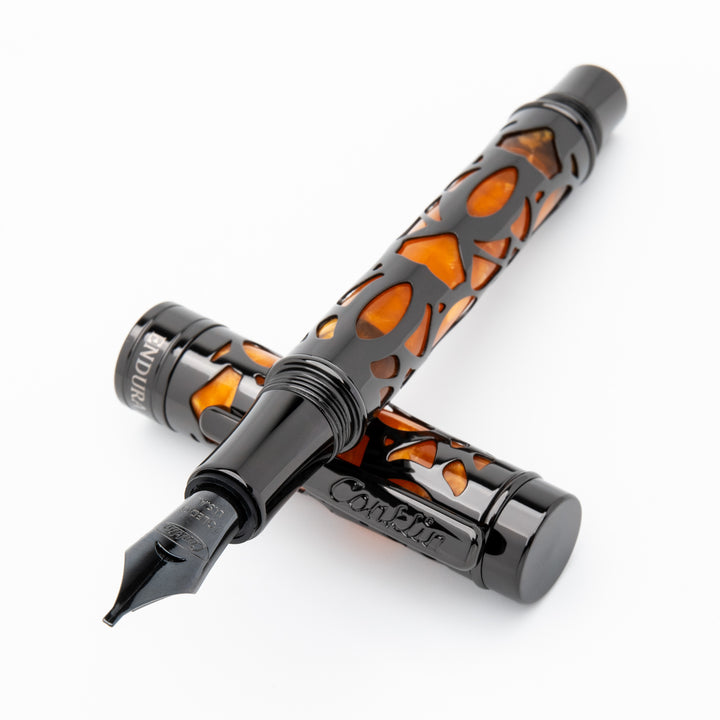 Conklin Endura Deco Crest Fountain Pen - Orange/Gunmetal