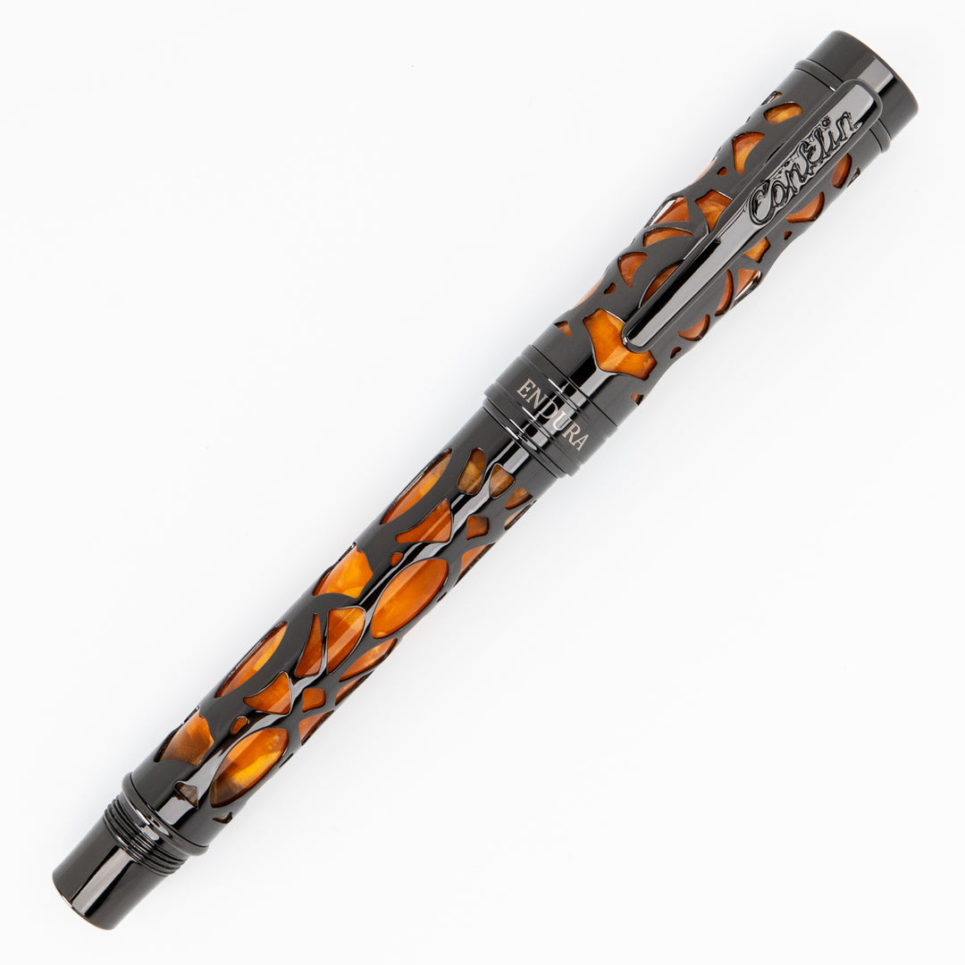 Conklin Endura Deco Crest Fountain Pen - Orange/Gunmetal