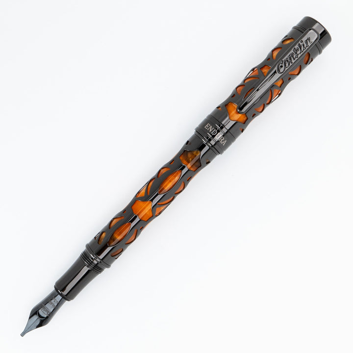 Conklin Endura Deco Crest Fountain Pen - Orange/Gunmetal