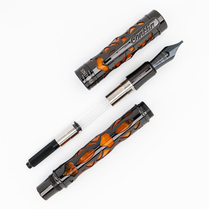 Conklin Endura Deco Crest Fountain Pen - Orange/Gunmetal