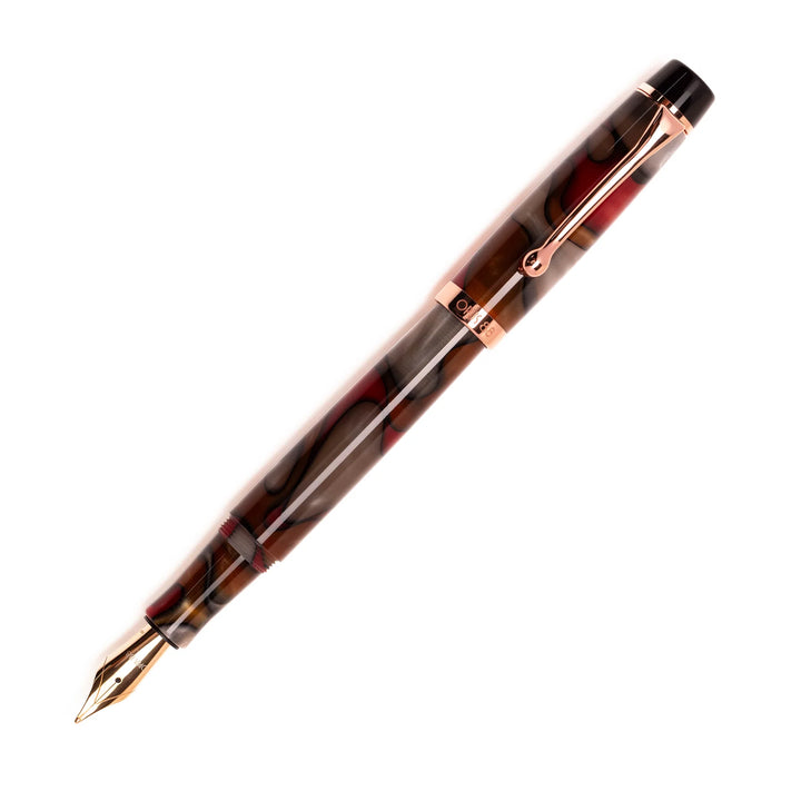 Opus 88 Harmony Red Grey Marble Eyedropper Fountain Pen