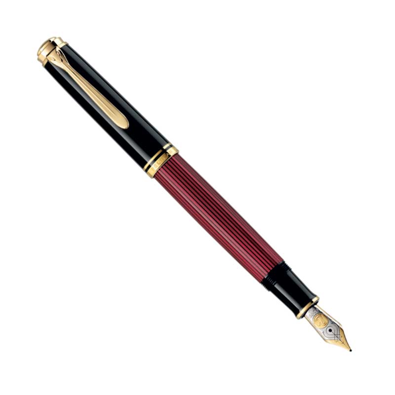 Pelikan M800 Souveran Black Red Fountain Pen with Gold