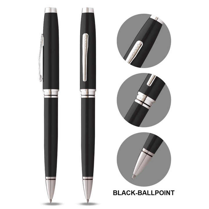 Cross Coventry Ballpoint Pen - Black Lacquer Chrome Trim