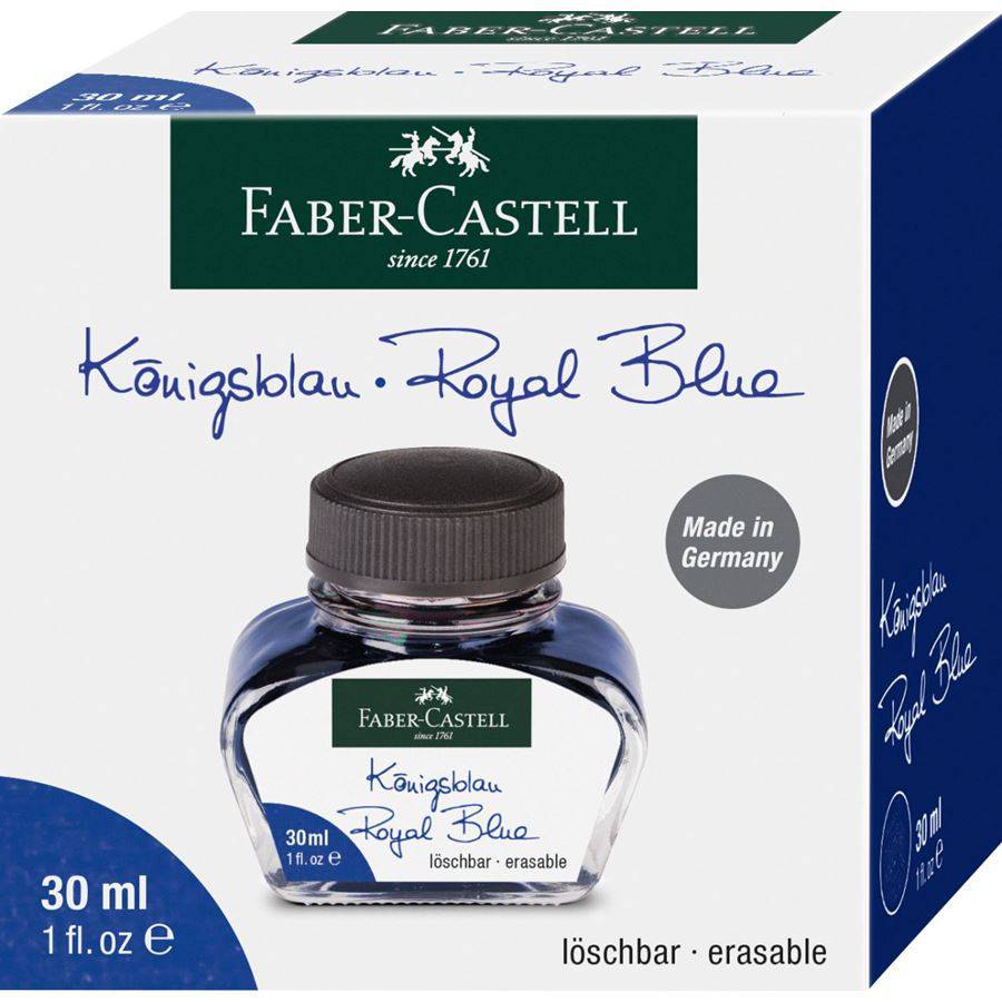 Faber-Castell Fountain Pen Ink Bottle - Royal Blue, Erasable